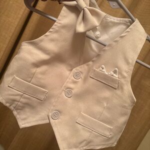 Charming Kids Cream Vest and Bow Tie Set